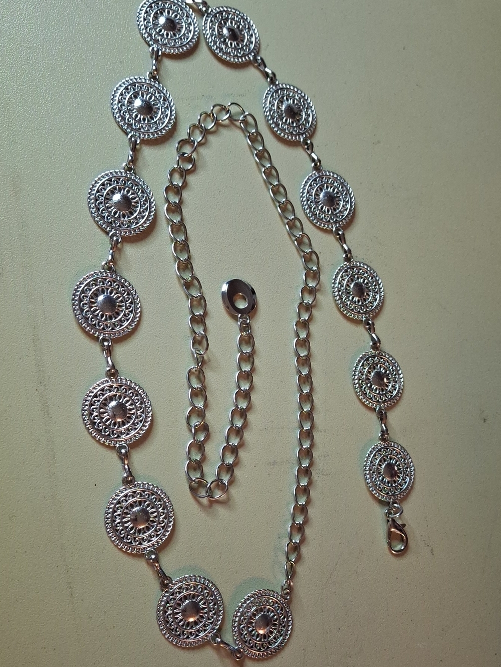 Silver-Tone Medallion Link Belt New